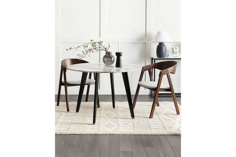 Matsalsstol Beliani Yuba set om 2 Grå-Mörkt Trä Light grey - Møbler - Stole & lænestole - Spisebordsstole & køkkenstole