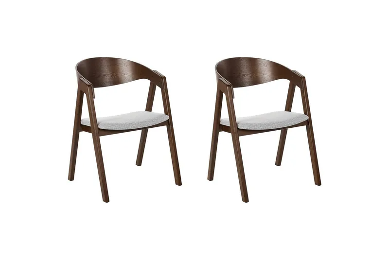 Matsalsstol Beliani Yuba set om 2 Grå-Mörkt Trä Light grey - Møbler - Stole & lænestole - Spisebordsstole & køkkenstole