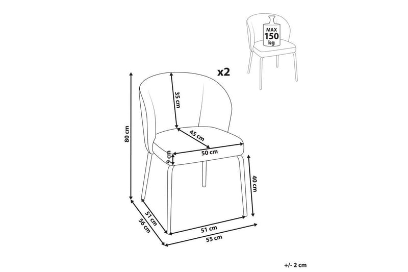 Matsalsstol Beliani Zana set om 2 White - Møbler - Stole & lænestole - Spisebordsstole & køkkenstole
