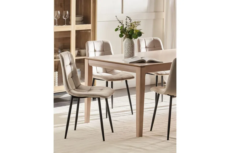Matsalsstol Beliani Powell set om 4 Taupe - Møbler - Stole & lænestole - Spisebordsstole & køkkenstole