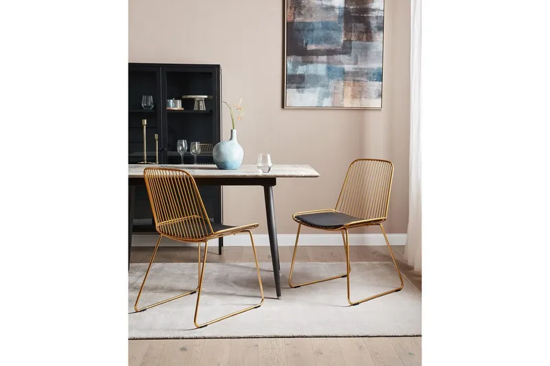 Matsalsstol Beliani Pensacola set om 2 GOLD - Møbler - Stole & lænestole - Spisebordsstole & køkkenstole