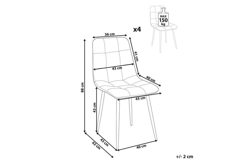 Matsalsstol Beliani Powell set om 4 Taupe - Møbler - Stole & lænestole - Spisebordsstole & køkkenstole
