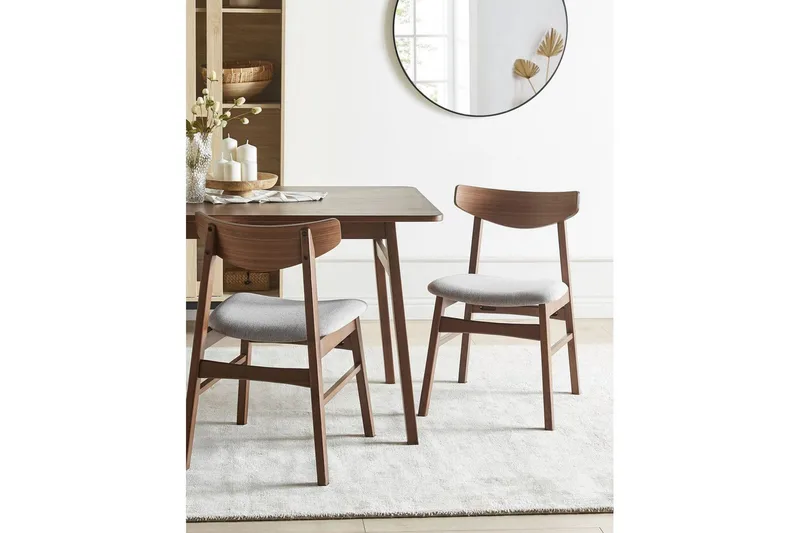 Matsalsstol Smiley set om 2 Mörkt Trä-Grått Light grey - Møbler - Stole & lænestole - Spisebordsstole & køkkenstole