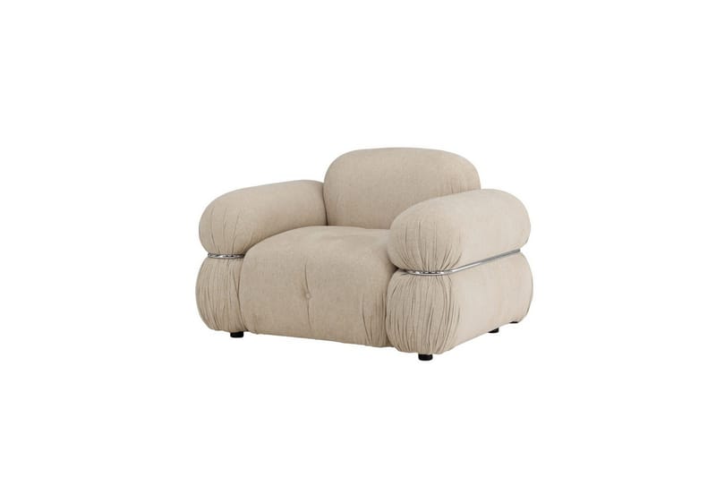 Mika Retro Lænestol i Stof, Beige