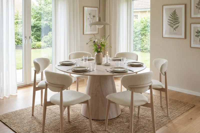 Molly spisebordsstol i træ med stofsæde - Whitewash/Beige - Møbler - Stole & lænestole - Spisebordsstole & køkkenstole