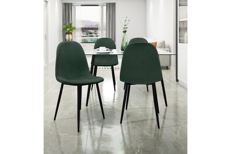 Monza Spisebordsstol i Fløjl med Metalfinish - Grøn - Møbler - Stole & lænestole - Spisebordsstole & køkkenstole