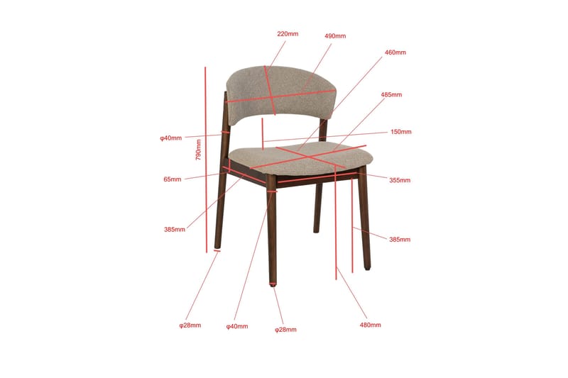 Nala Spisestol i Træ med Stofsæde - Greige - Møbler - Stole & lænestole - Spisebordsstole & køkkenstole