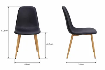 Nibe Spisebordsstol & Køkkenstol i Kunstlæder med Metalben med Egetræslook - Sort - Møbler - Stole & lænestole - Spisebordsstole & køkkenstole