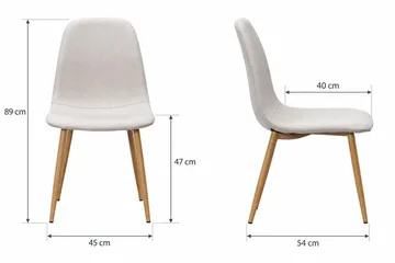 Nibe Spisebordsstol & Køkkenstol i Stof med Metalben med Egetræslook - Beige - Møbler - Stole & lænestole - Spisebordsstole & køkkenstole