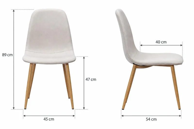 Nibe Spisebordsstol & Køkkenstol i Stof med Metalben med Egetræslook - Beige - Møbler - Stole & lænestole - Spisebordsstole & køkkenstole