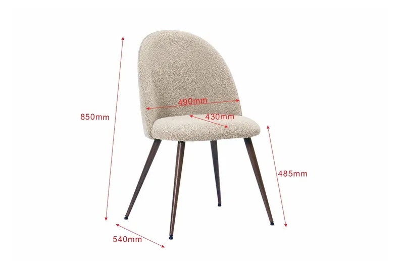 Nibe Plus Spisestol - Greige bouclé / Metalben valnød - Møbler - Stole & lænestole - Spisebordsstole & køkkenstole