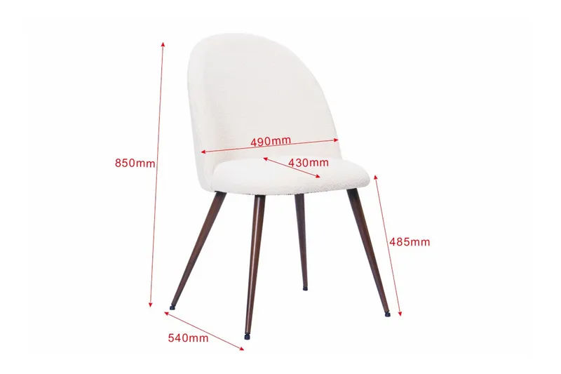 Nibe Plus Spisestol - Hvid bouclé / Metalben valnød - Møbler - Stole & lænestole - Spisebordsstole & køkkenstole