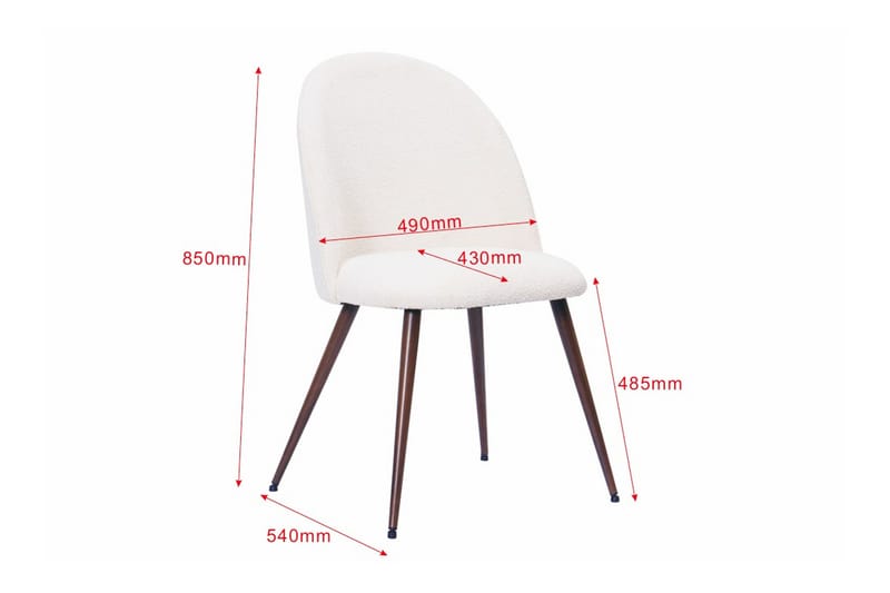 Nibe Plus Spisestol - Hvid bouclé / Metalben valnød - Møbler - Stole & lænestole - Spisebordsstole & køkkenstole