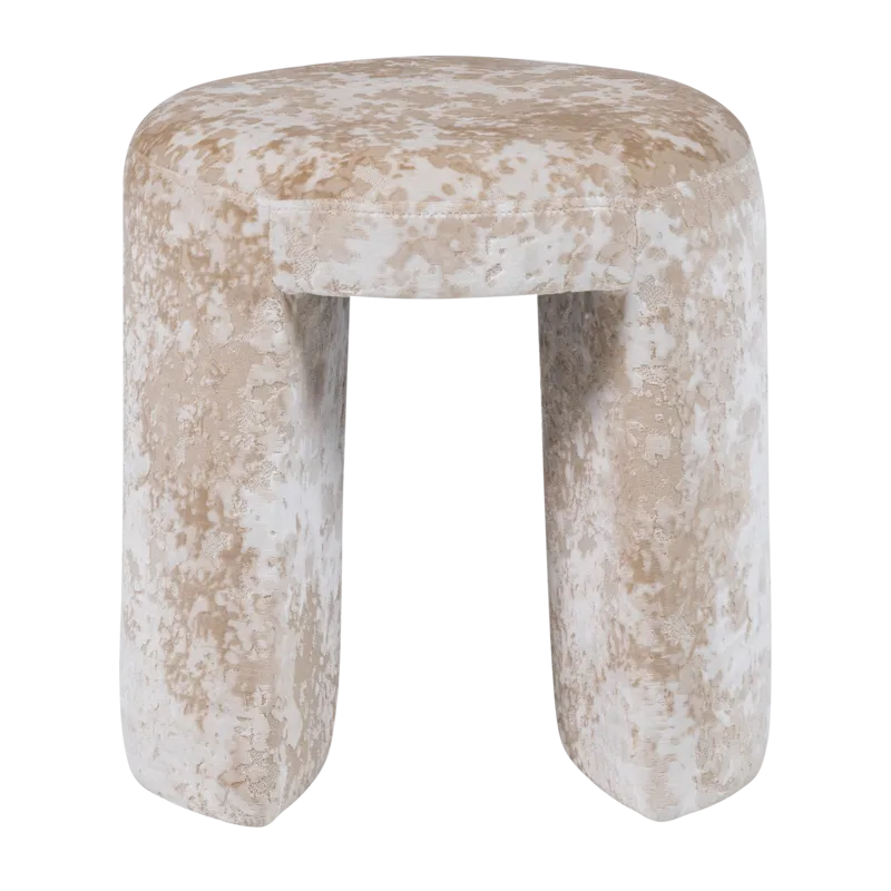 Polstret skammel Charlie 45 cm rundt, Beige