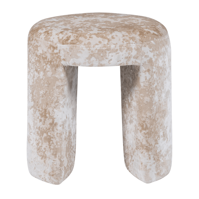 Polstret skammel Charlie 45 cm rundt, Beige