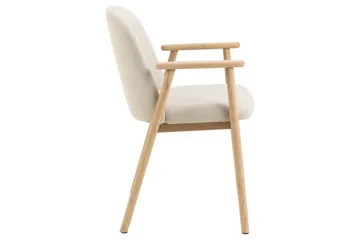 Reciclar spisebordsstol i bouclé med armlæn i egetræ - Beige - Møbler - Stole & lænestole - Spisebordsstole & køkkenstole
