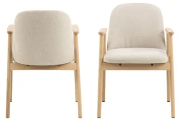 Reciclar spisebordsstol i bouclé med armlæn i egetræ - Beige - Møbler - Stole & lænestole - Spisebordsstole & køkkenstole