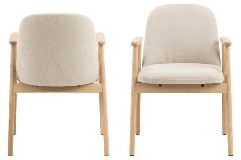 Reciclar spisebordsstol i bouclé med armlæn i egetræ - Beige - Møbler - Stole & lænestole - Spisebordsstole & køkkenstole