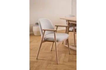 Reciclar spisebordsstol i bouclé med armlæn i egetræ - Beige - Møbler - Stole & lænestole - Spisebordsstole & køkkenstole