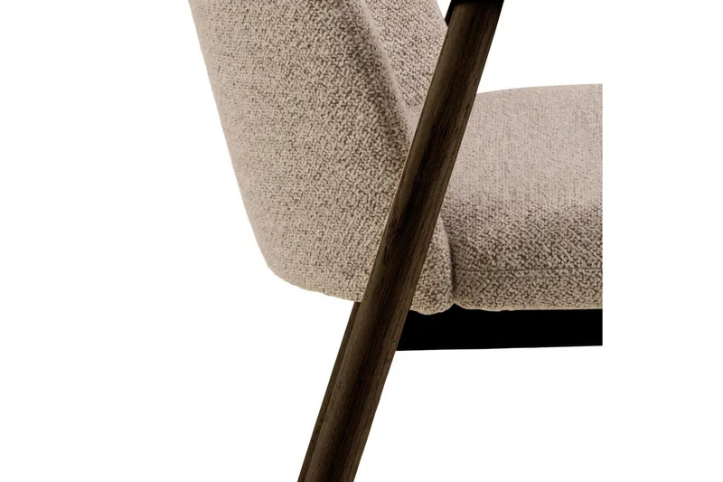 Reciclar Spisestol i bouclé med armlæn i egetræ - Mørk brun/Greige - Møbler - Stole & lænestole - Spisebordsstole & køkkenstole