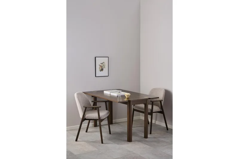 Reciclar Spisestol i bouclé med armlæn i egetræ - Mørk brun/Greige - Møbler - Stole & lænestole - Spisebordsstole & køkkenstole