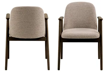 Reciclar Spisestol i bouclé med armlæn i egetræ - Mørk brun/Greige - Møbler - Stole & lænestole - Spisebordsstole & køkkenstole
