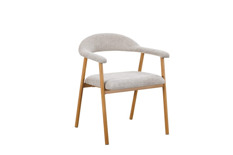 Ronja spisebordsstol i metal med stofsæde, Beige/Eg