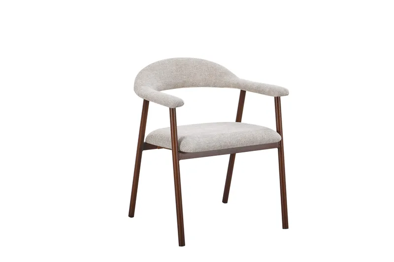 Ronja Spisebordsstol i metal med stofsæde, Beige/Valnød