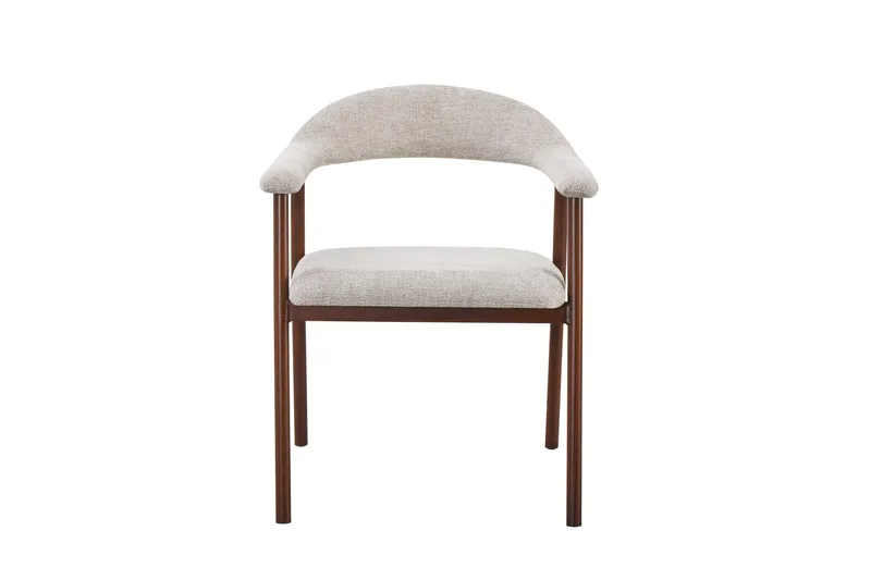 Ronja Spisebordsstol i metal med stofsæde - Beige/Valnød - Møbler - Stole & lænestole - Spisebordsstole & køkkenstole