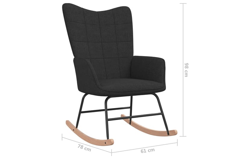 gyngestol med fodskammel stof sort - Sort - Gyngestol