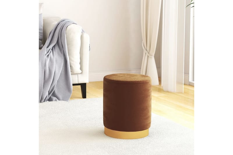 rund puf fløjl brun - Brun - Møbler - Stole & lænestole - Taburet & skammel