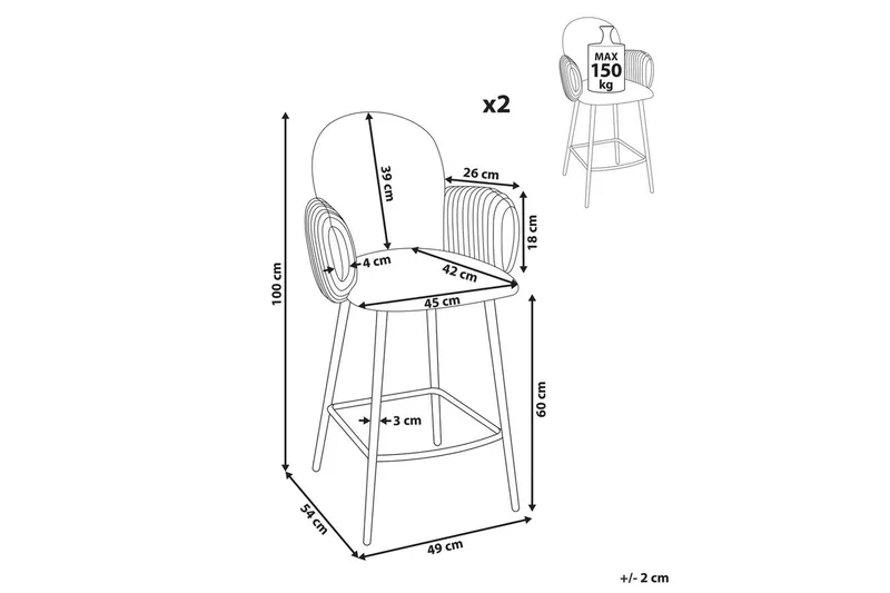Sæt med 2 barstole Amity - Grøn, sort - Møbler - Stole & lænestole - Barstole