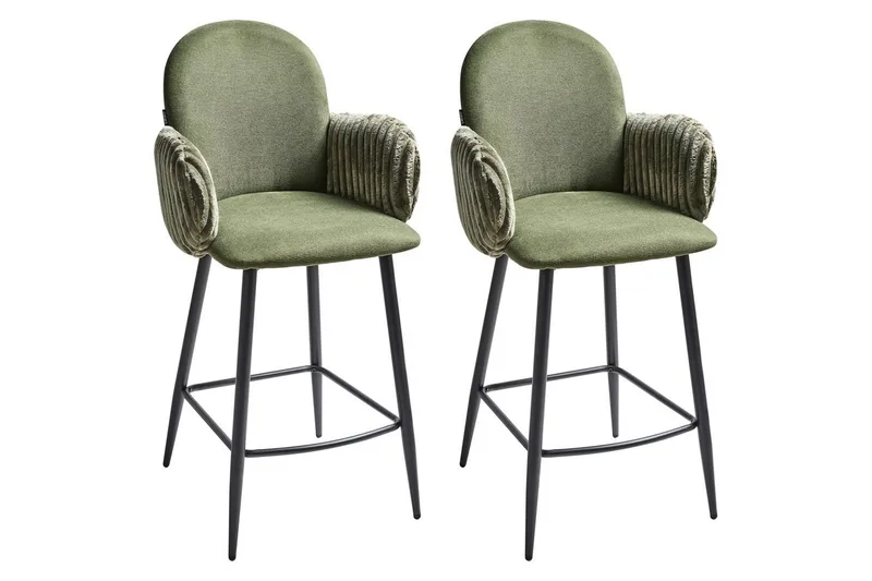 Sæt med 2 barstole Amity, Grøn, sort