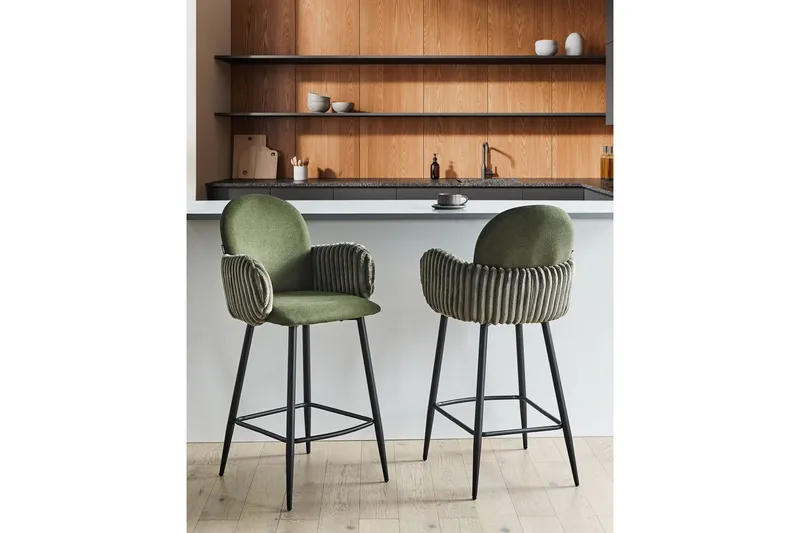 Sæt med 2 barstole Amity - Grøn, sort - Møbler - Stole & lænestole - Barstole