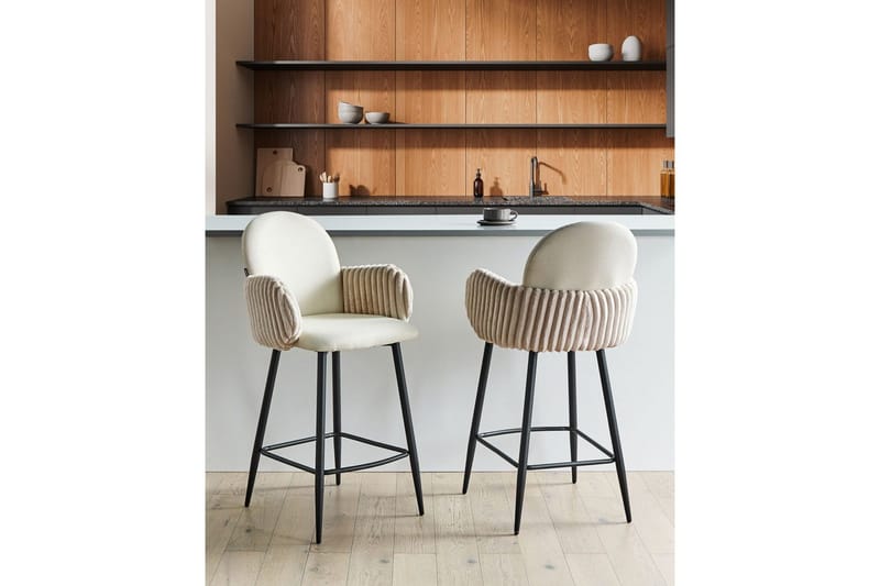 Sæt med 2 barstole Amity - Lys beige, sort - Møbler - Stole & lænestole - Barstole