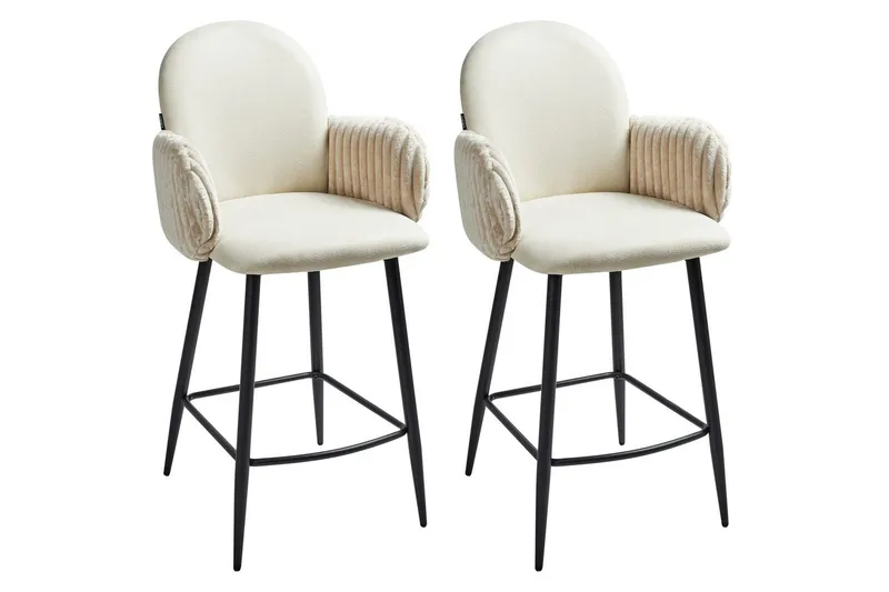 Sæt med 2 barstole Amity, Lys beige, sort