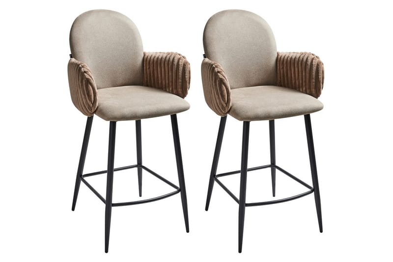 Sæt med 2 barstole Amity, Taupe, sort, brun