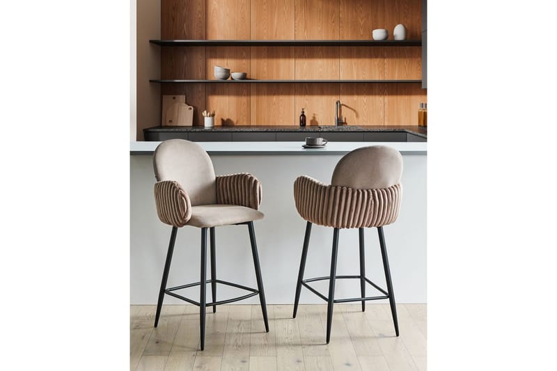 Sæt med 2 barstole Amity - Taupe, sort, brun - Møbler - Stole & lænestole - Barstole