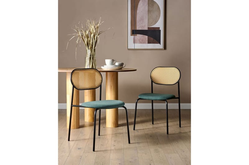Sæt med 2 spiseborde Adaver - Sort, lyst træ, grønt - Møbler - Stole & lænestole - Spisebordsstole & køkkenstole