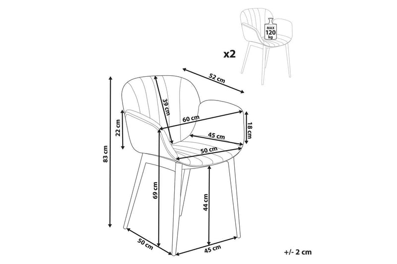 Sæt med 2 spiseborde Alice - Grå, lyst træ - Møbler - Stole & lænestole - Spisebordsstole & køkkenstole