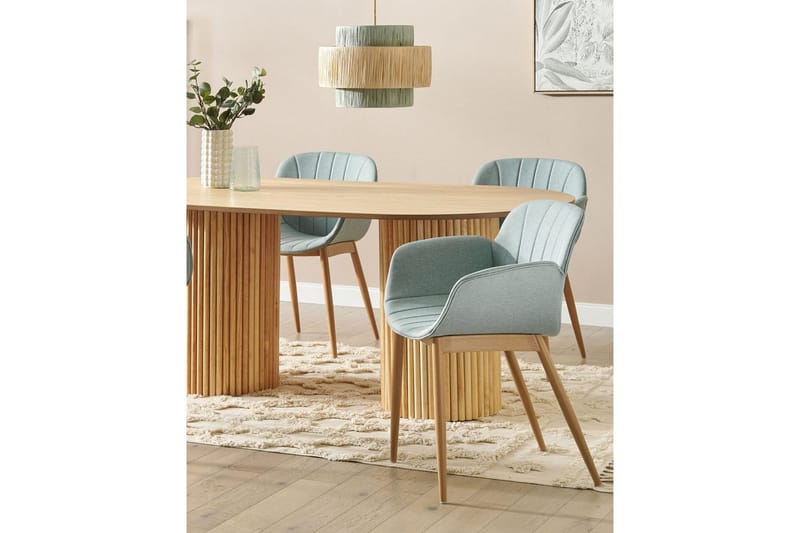 Sæt med 2 spiseborde Alice - Grønt, lyst træ - Møbler - Stole & lænestole - Spisebordsstole & køkkenstole