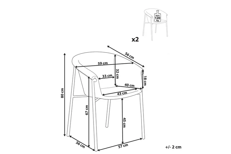 Sæt med 2 spiseborde Ames - Hvid, Sort - Møbler - Stole & lænestole - Spisebordsstole & køkkenstole