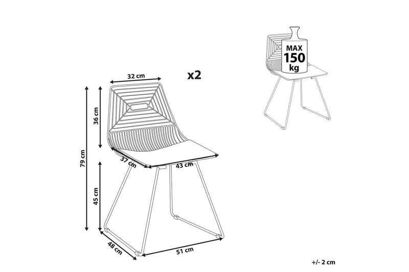 Sæt med 2 spiseborde Beatty - Guld, sort - Møbler - Stole & lænestole - Spisebordsstole & køkkenstole