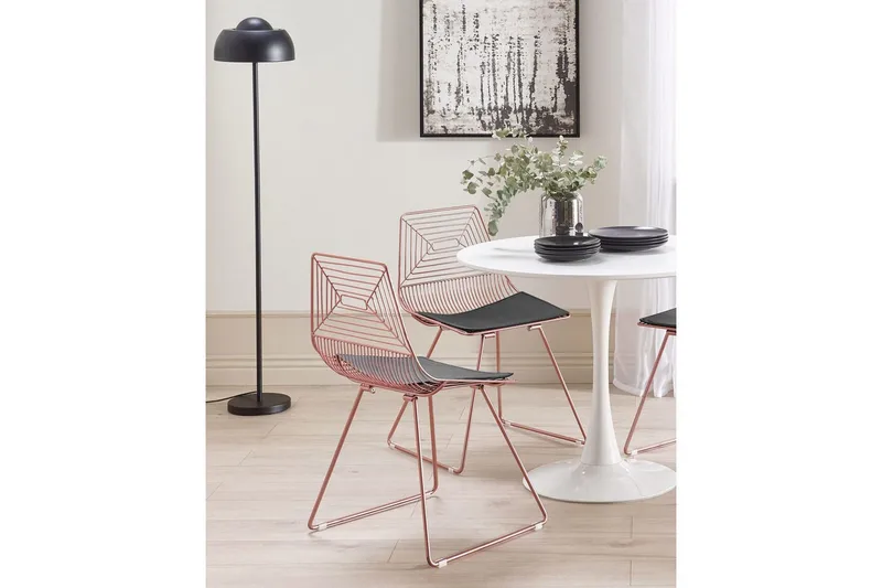 Sæt med 2 spiseborde Beatty - Rosa guld, sort - Møbler - Stole & lænestole - Spisebordsstole & køkkenstole