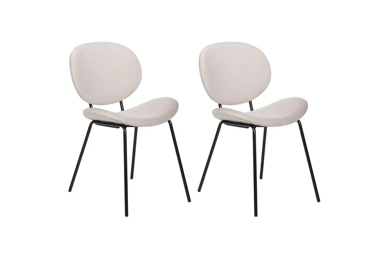 Sæt med 2 spiseborde Luana, Beige, sort/fløjl