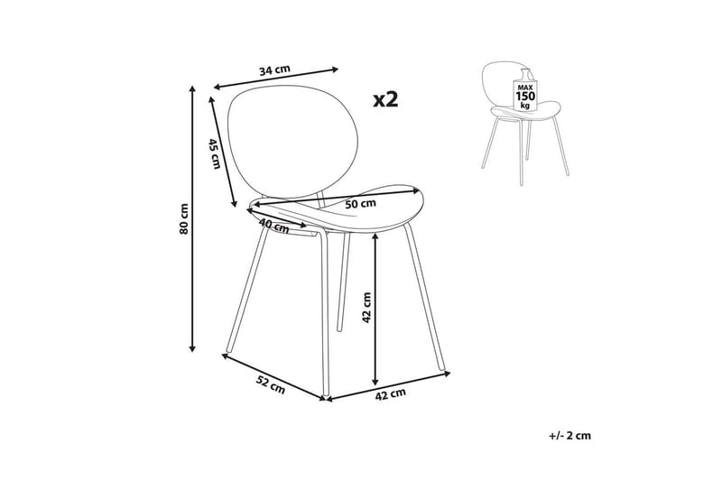 Sæt med 2 spiseborde Luana - Beige, sort/fløjl - Møbler - Stole & lænestole - Spisebordsstole & køkkenstole