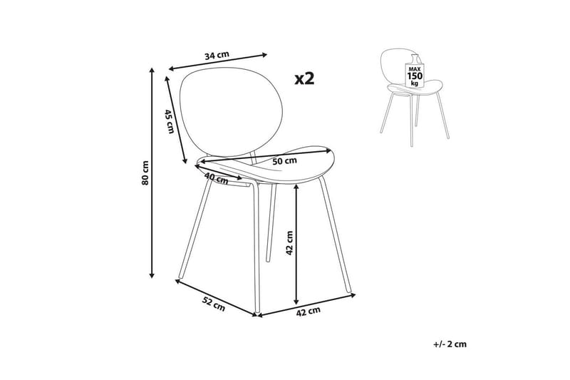 Sæt med 2 spiseborde Luana - Beige, sort/fløjl - Møbler - Stole & lænestole - Spisebordsstole & køkkenstole