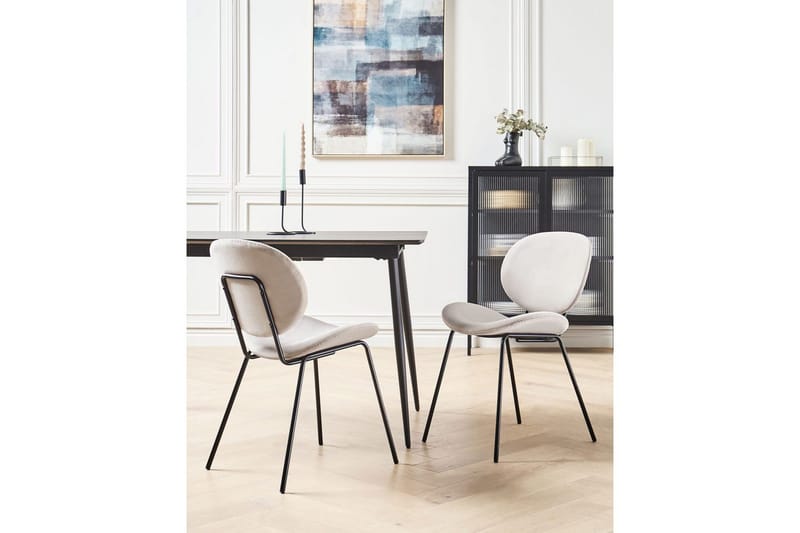 Sæt med 2 spiseborde Luana - Beige, sort/fløjl - Møbler - Stole & lænestole - Spisebordsstole & køkkenstole