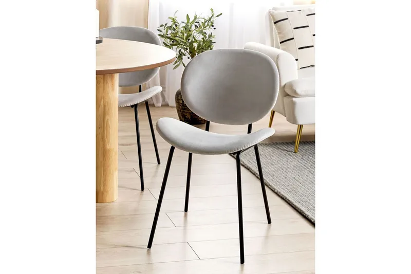Sæt med 2 spiseborde Luana - Grå, sort/Fløjl - Møbler - Stole & lænestole - Spisebordsstole & køkkenstole