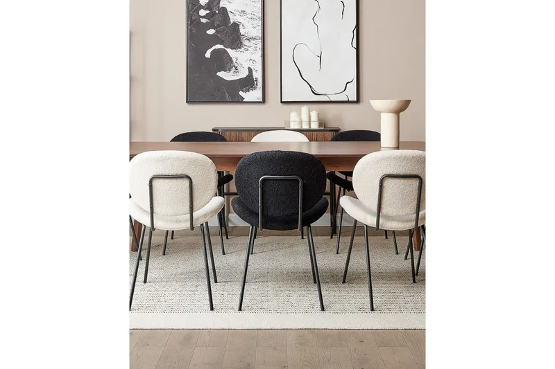 Sæt med 2 spiseborde Luana - Hvid, Sort/Bouclé - Møbler - Stole & lænestole - Spisebordsstole & køkkenstole